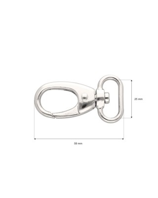 METAL SNAP HOOK 25 MM DIEGO GLOSSY NICKEL 1   PCS