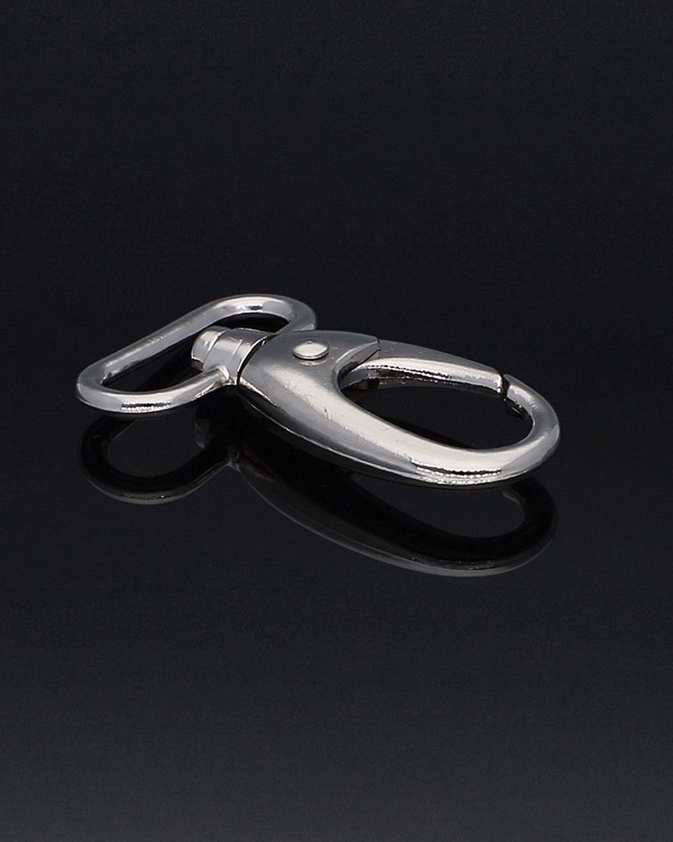 METAL SNAP HOOK 32 MM  DIEGO GLOSSY NICKEL 1 PCS