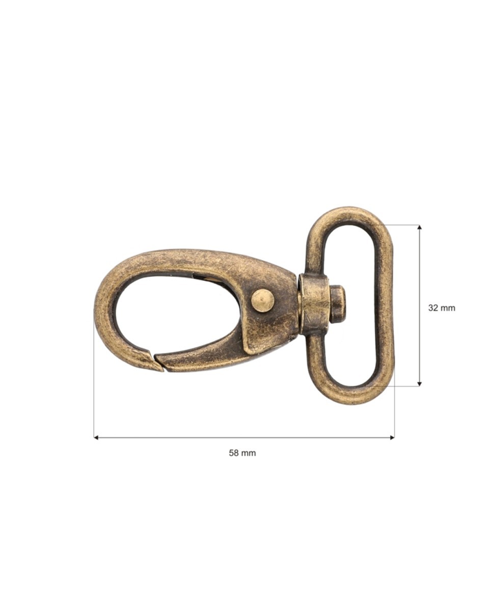 METAL SNAP HOOK 32 MM DIEGO OLD GOLD 1     PCS