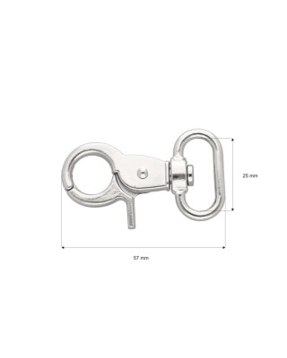 METAL SNAP HOOK 25 MM  GLOSSY FLORIAN NICKEL 1   PCS
