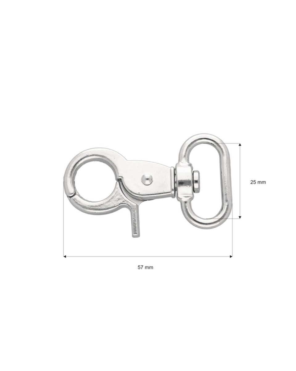 METAL SNAP HOOK 25 MM  GLOSSY FLORIAN NICKEL 1   PCS