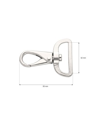 METAL SNAP HOOK 32 MM GUSTAW GLOSSY NICKEL 1   PCS