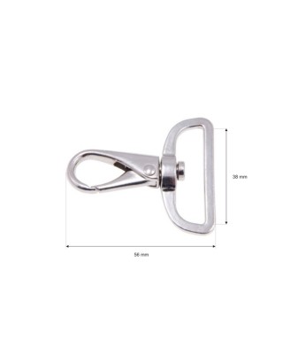 METAL SNAP HOOK 38 MM GUSTAW GLOSSY NICKEL 1   PCS