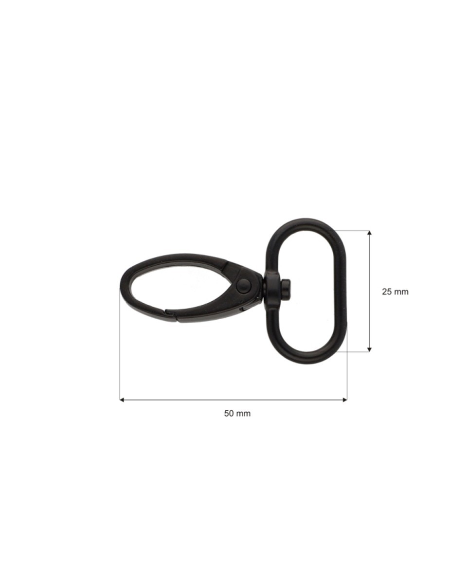 Karabińczyk metalowy 25 mm 0325-0037 krab czarny mat