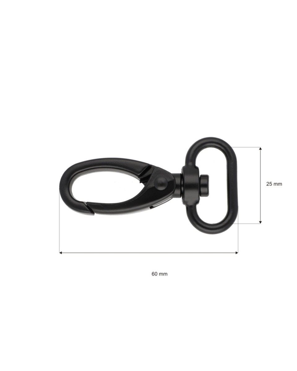 Karabińczyk metalowy 25 mm 0325-0152 krab czarny mat