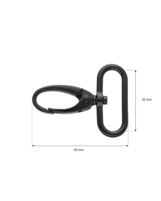 Karabińczyk metalowy 32 mm 0037 krab czarny mat
