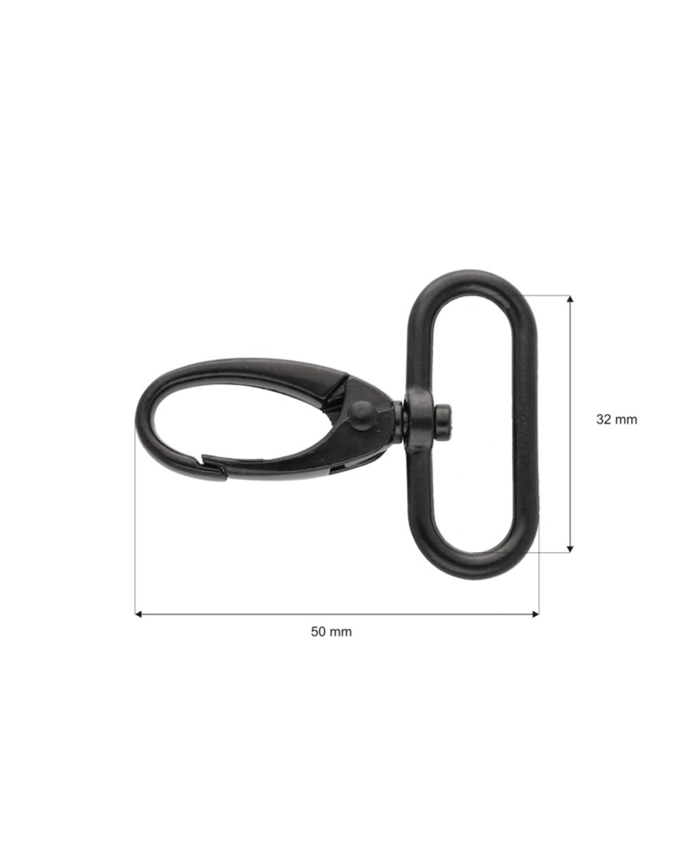 Karabińczyk metalowy 32 mm 0037 krab czarny mat
