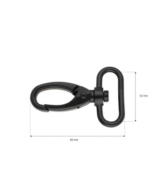 Karabińczyk metalowy 32 mm 0152 krab czarny mat