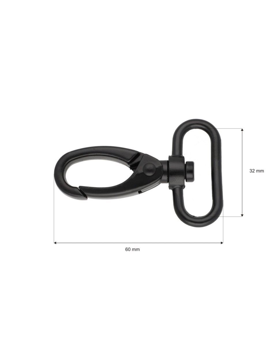 Karabińczyk metalowy 32 mm 0152 krab czarny mat