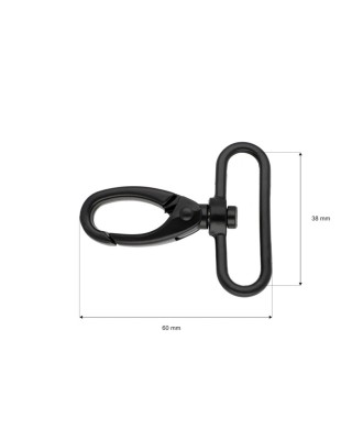 Karabińczyk metalowy 38 mm 0112 krab czarny mat