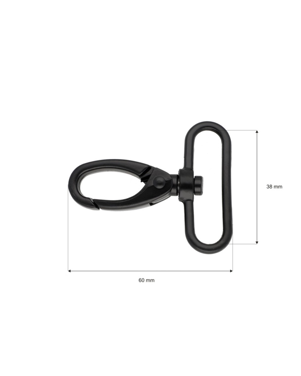 Karabińczyk metalowy 38 mm 0112 krab czarny mat Karabińczyk metalowy 38 mm 0112 krab czarny mat