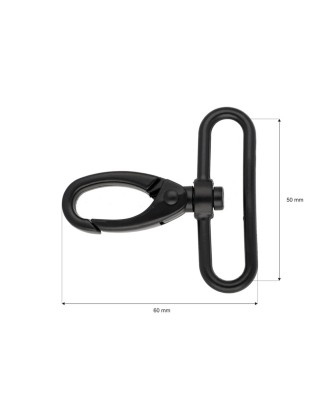 Karabińczyk metalowy 50 mm 0112 krab czarny mat