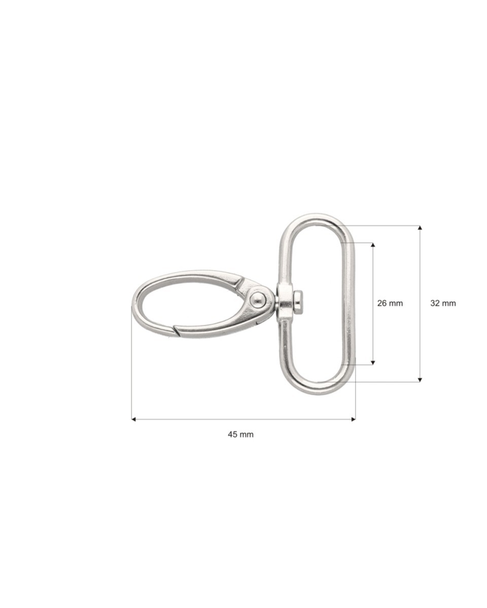 Karabińczyk metalowy 32/45l mm rf-850 krab nikiel Karabińczyk metalowy 32/45l mm rf-850 krab nikiel