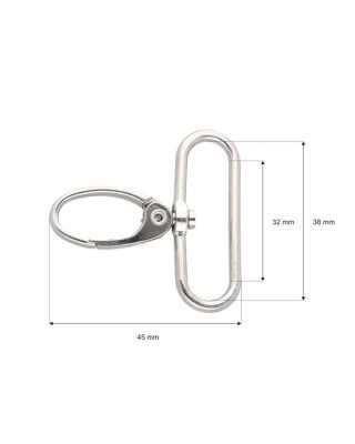 Karabińczyk metalowy 38/45l mm rf-850 krab nikiel