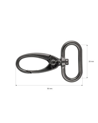 Karabińczyk metalowy 25 mm 0037 krab czarny nikiel