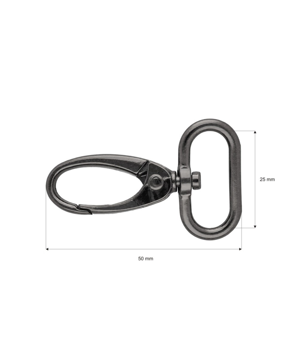 METAL SNAP HOOK 25 MM BLACK NICKEL 1    PCS