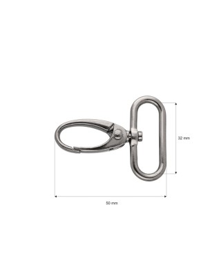 METAL SNAP HOOK 0037 32 MM BLACK  NICKEL 1  PCS