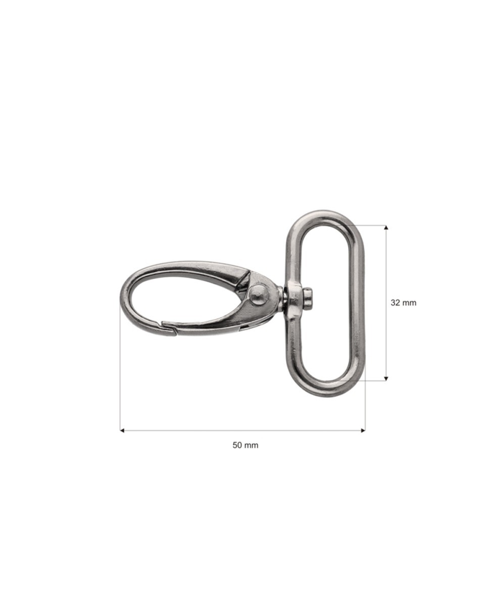 Karabińczyk metalowy 32 mm 0037 krab czarny nikiel
