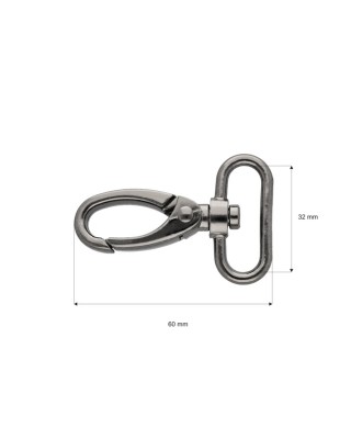 Karabińczyk metalowy 32 mm 0325-0152 krab czarny nikiel