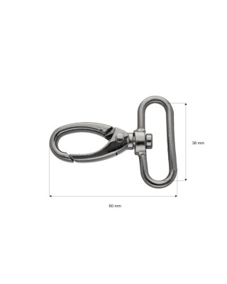 METAL SNAP HOOK 38 MM BLACK NICKEL 1 PCS