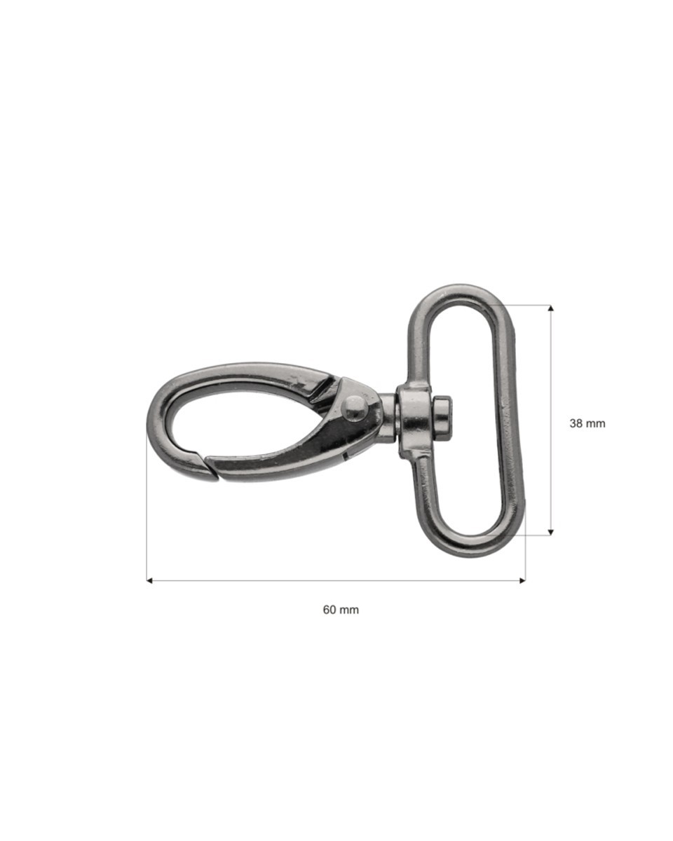 METAL SNAP HOOK 38 MM BLACK NICKEL 1 PCS