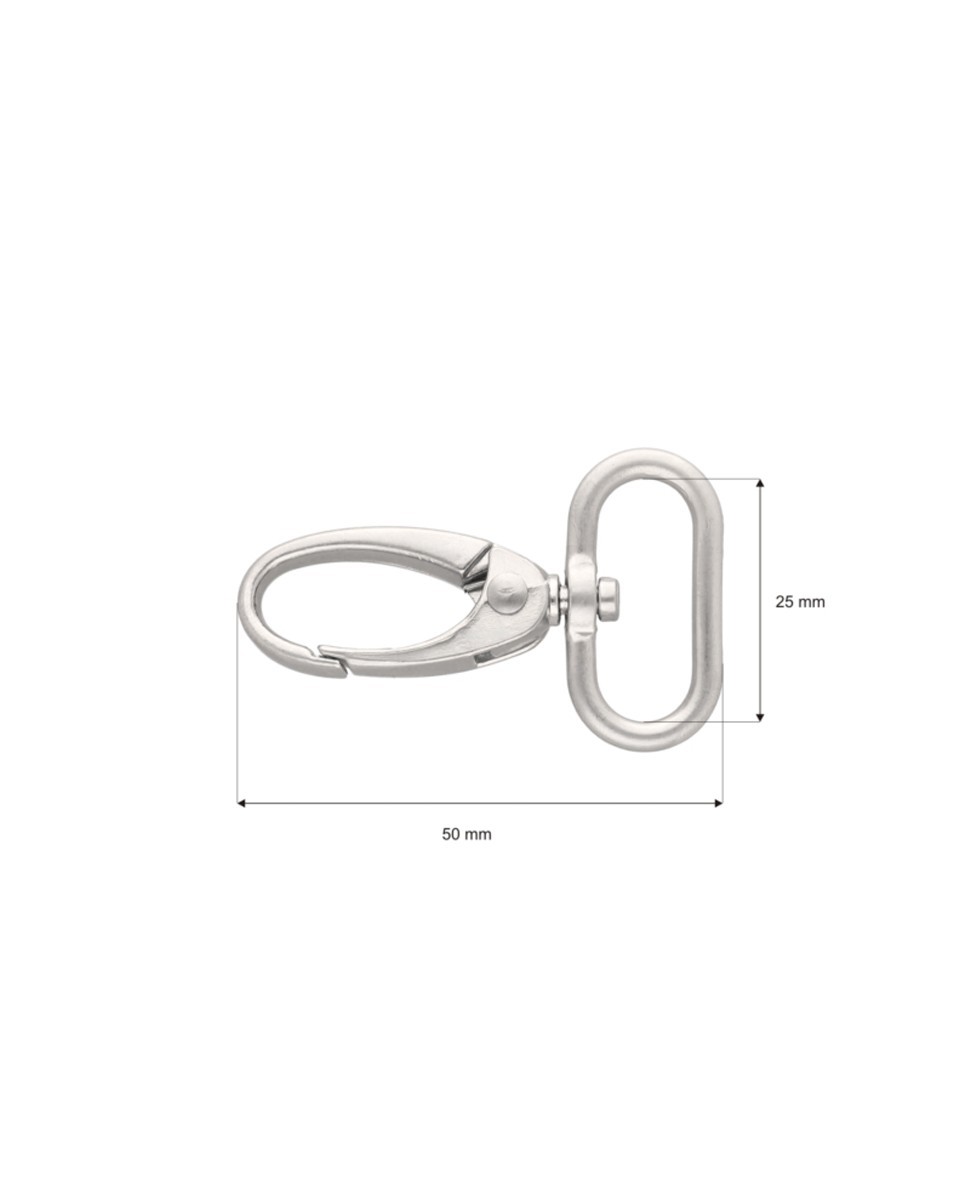 METAL SNAP HOOK 25 MM  0037&nbspNICKEL MATT 1  PCS