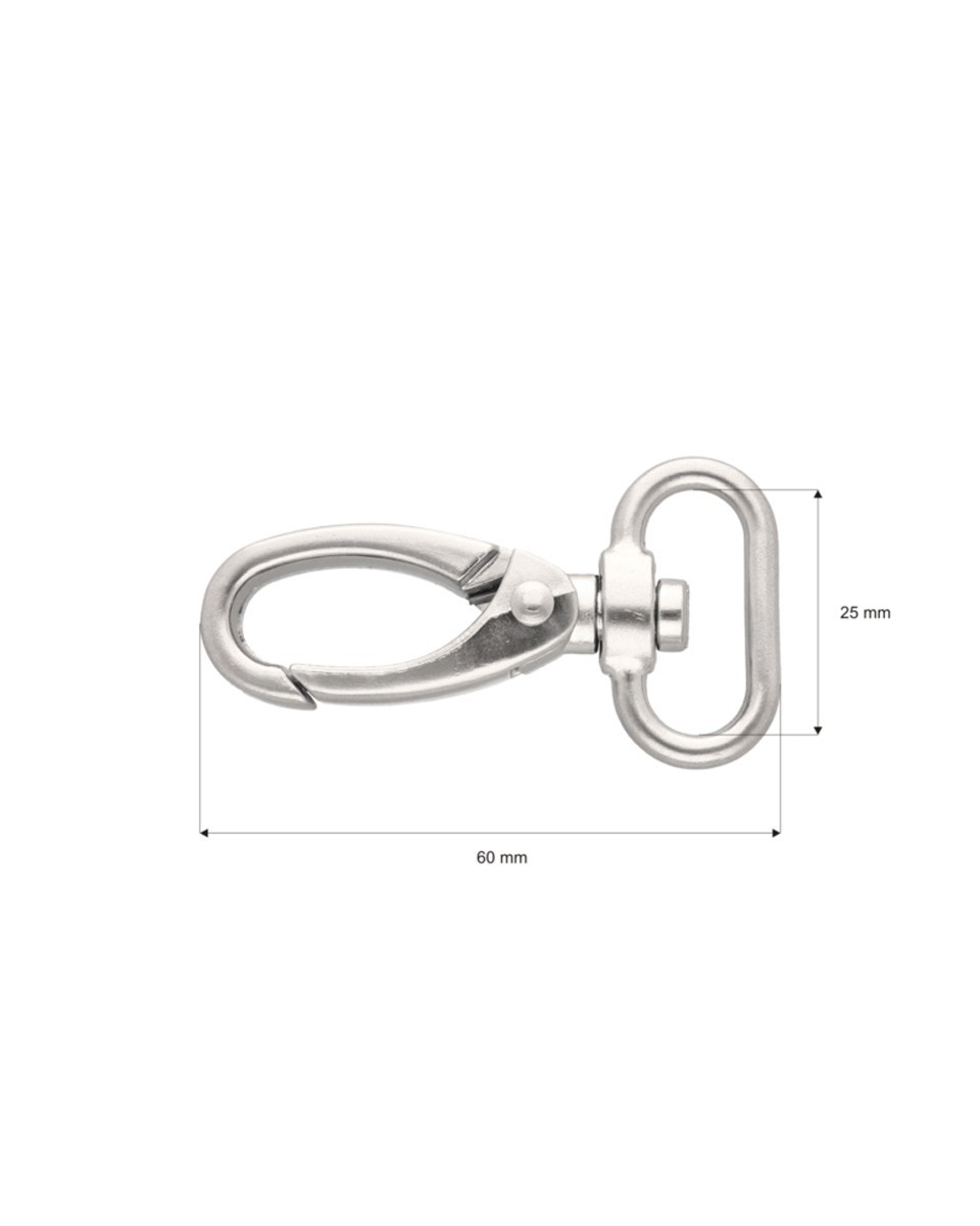 METAL SNAP HOOK 25 MM NICKEL MATT 1 PCS