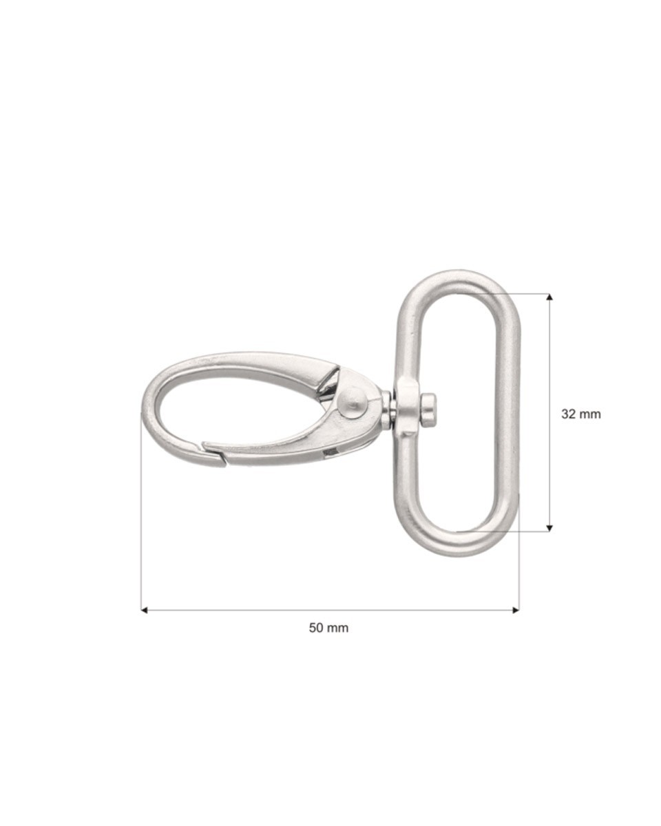 Karabińczyk metalowy 32 mm 0037 krab nikiel mat