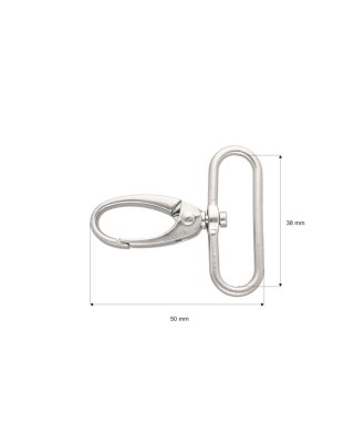 Karabińczyk metalowy 38 mm 0037 krab nikiel mat