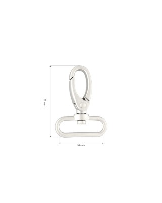 METAL SNAP HOOK 38 MM NICKEL MATT 1 PCS