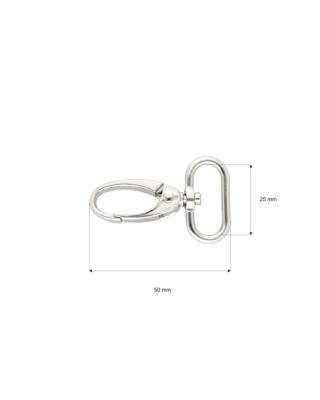 METAL SNAP HOOK 25 MM 0037 GLOSSY NICKEL 1 PCS