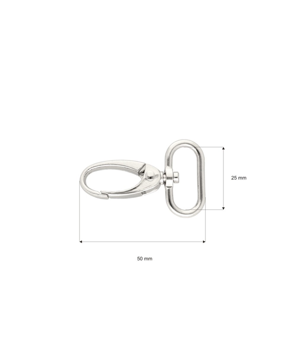 METAL SNAP HOOK 25 MM 0037 GLOSSY NICKEL 1 PCS
