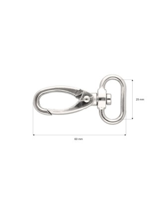 METAL SNAP HOOK 25 MM GLOSSY NICKEL 1 PCS