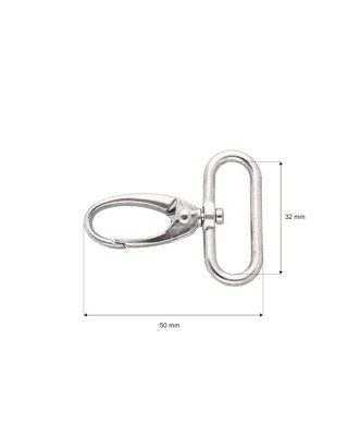 Karabińczyk metalowy 32 mm 0037 krab nikiel połysk