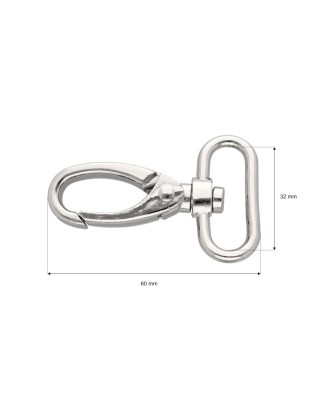 Karabińczyk metalowy 32 mm 0325-0152 krab nikiel połysk
