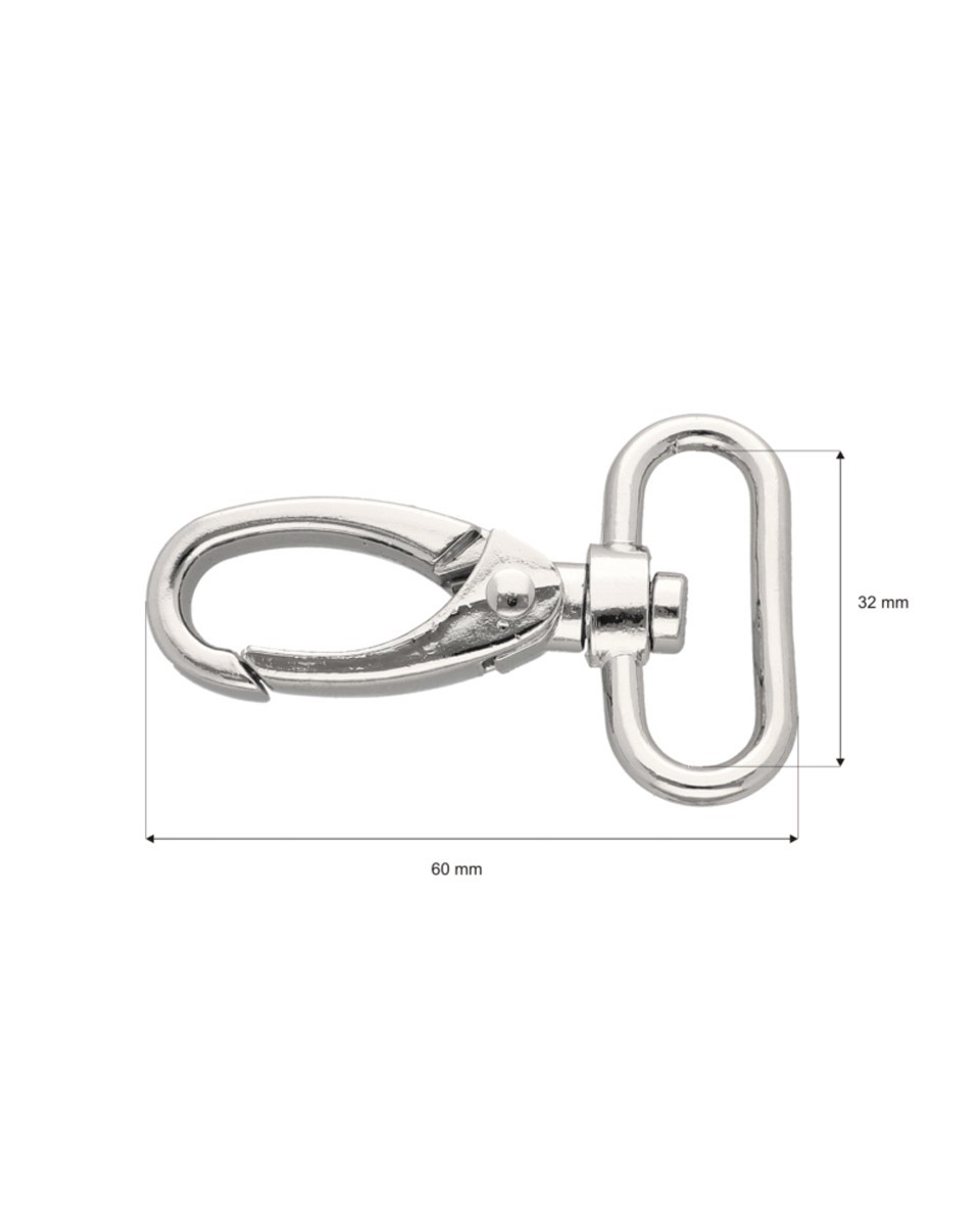 Karabińczyk metalowy 32 mm 0325-0152 krab nikiel połysk