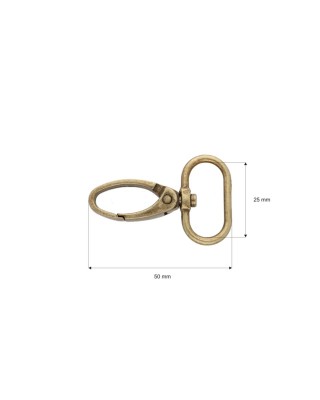 Karabińczyk metalowy 25 mm 0037 krab stare złoto