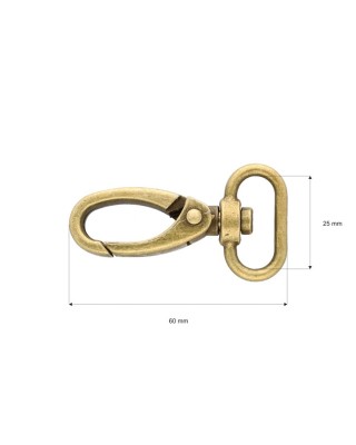 METAL SNAP HOOK 0325-0152 25 MM OLD GOLD 1 PCS