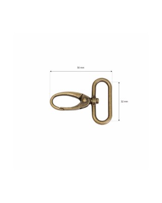 Karabińczyk metalowy 32 mm 0037 krab stare złoto