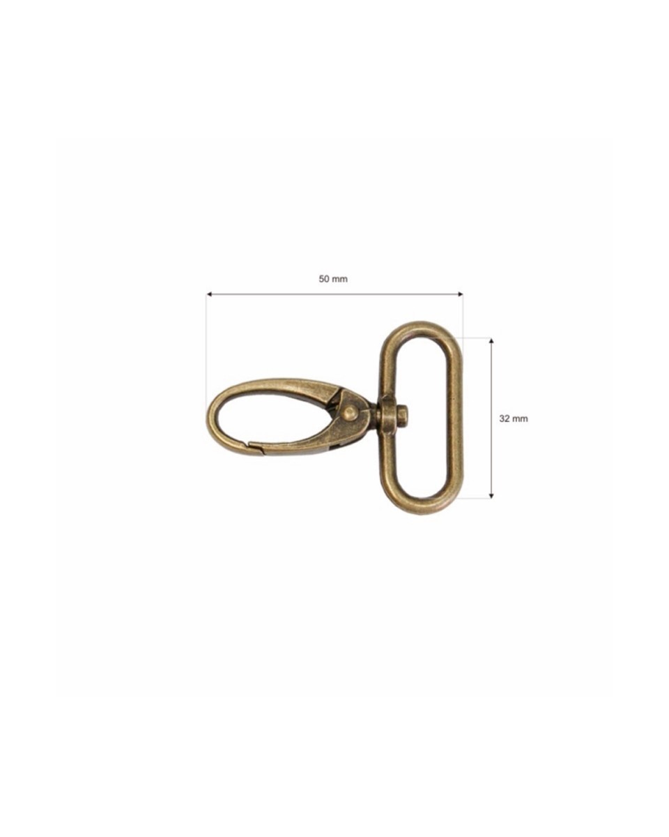 Karabińczyk metalowy 32 mm 0037 krab stare złoto