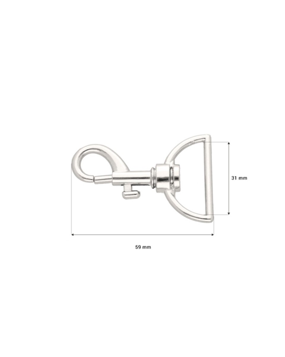 METAL  SNAP HOOK 31 MM  HERMAN NICKEL 100   PCS