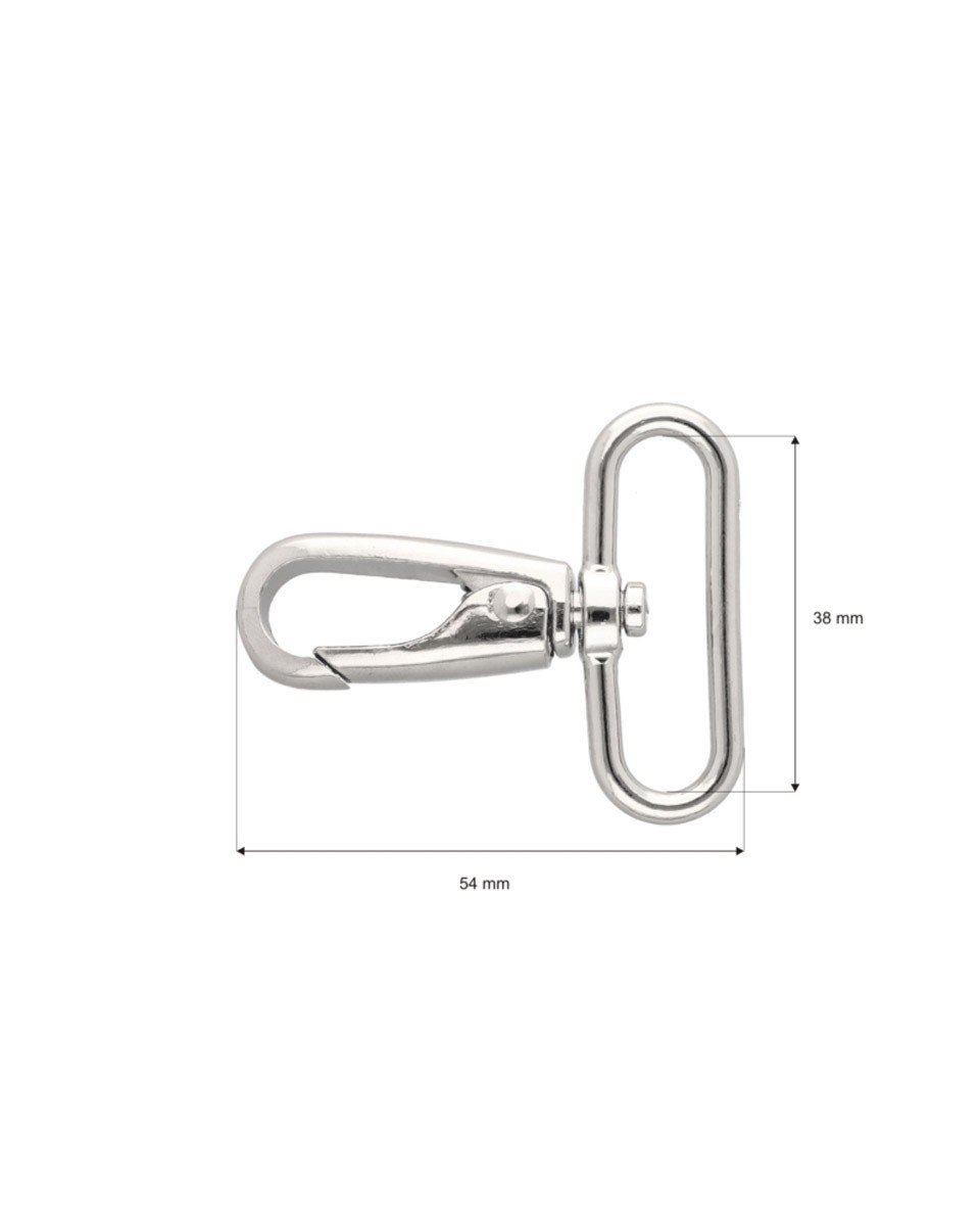 METAL SNAP HOOK 38 MM NICKEL 1 PCS
