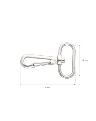 METAL SNAP HOOK 32 MM HIPOLIT NICKEL 100     PCS