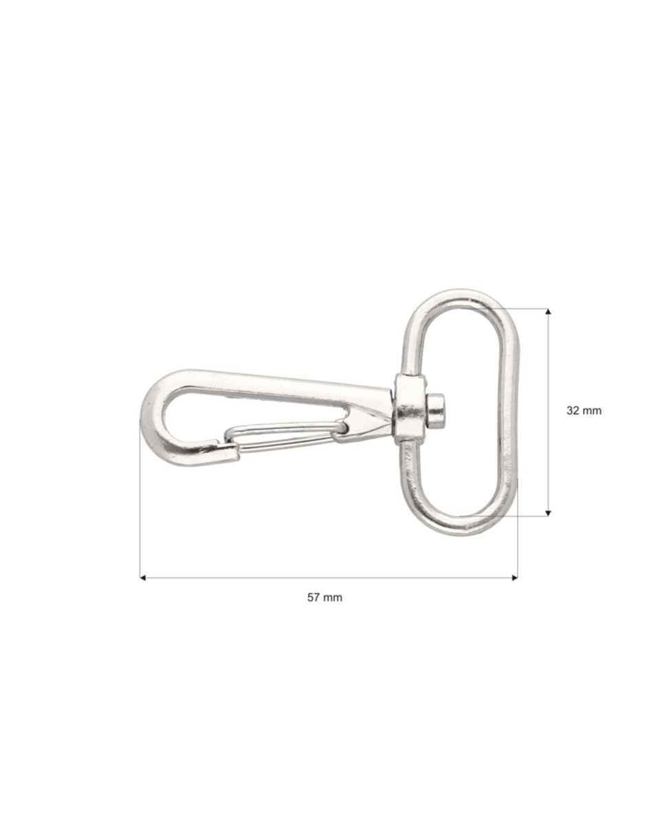METAL SNAP HOOK 32 MM HIPOLIT NICKEL 100     PCS