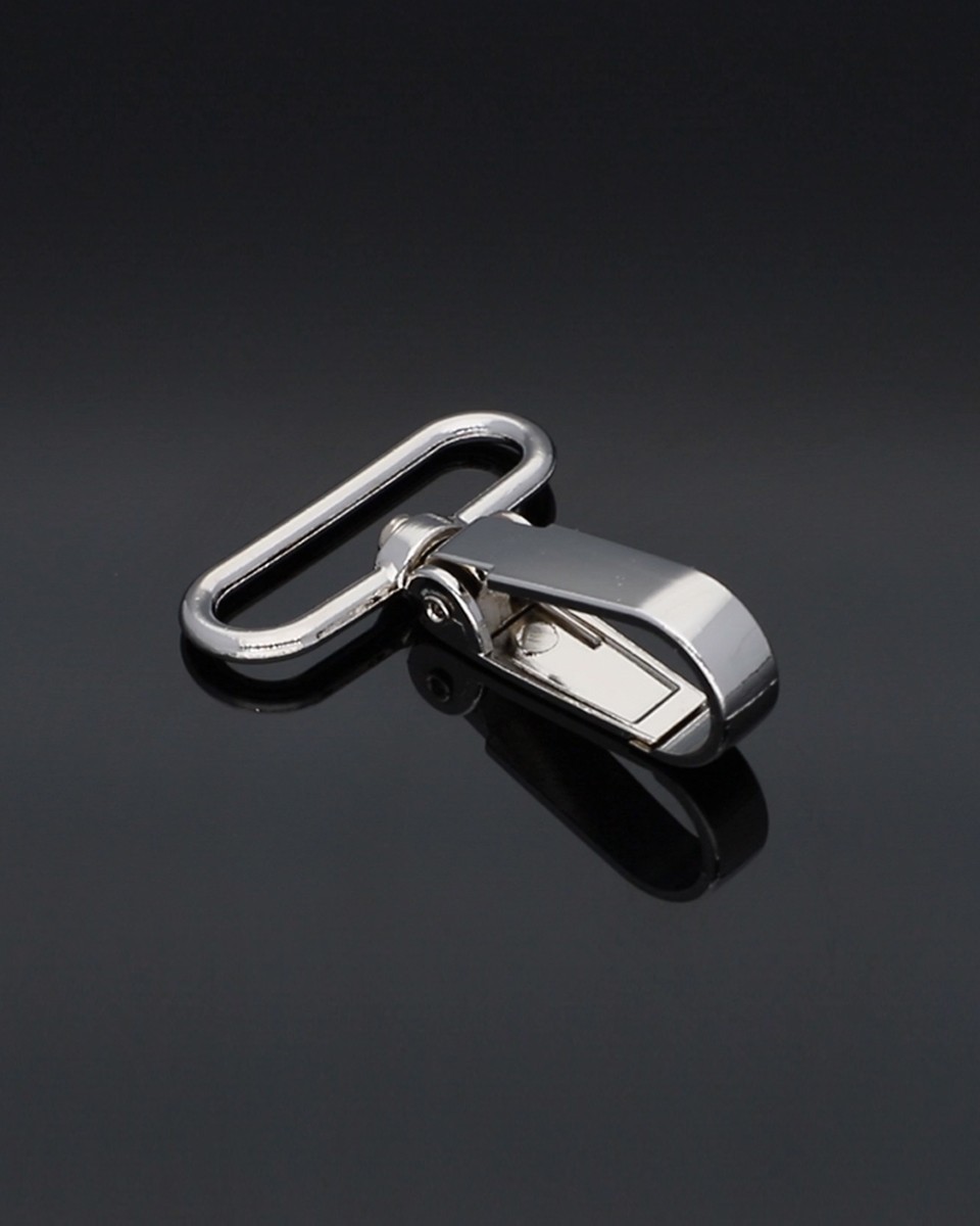 METAL SNAP   HOOK 38 MM  BORYS NICKEL 1 PCS