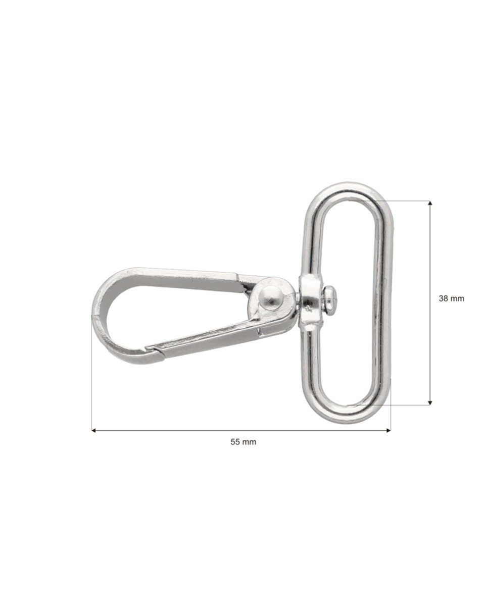 METAL SNAP   HOOK 38 MM  BORYS NICKEL 1 PCS