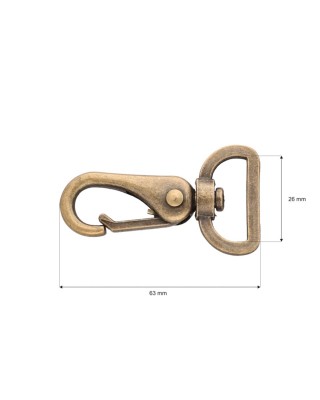 METAL  SNAP HOOK RF-175 26 MM ERYK OLD GOLD 1 PCS