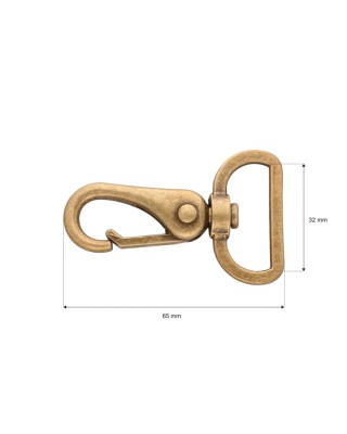 METAL  SNAP HOOK RF-175 32 MM ERYK OLD GOLD 1 PCS