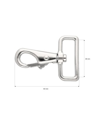 METAL SNAP  HOOK 38 MM HUGO  NICKEL 1  PCS