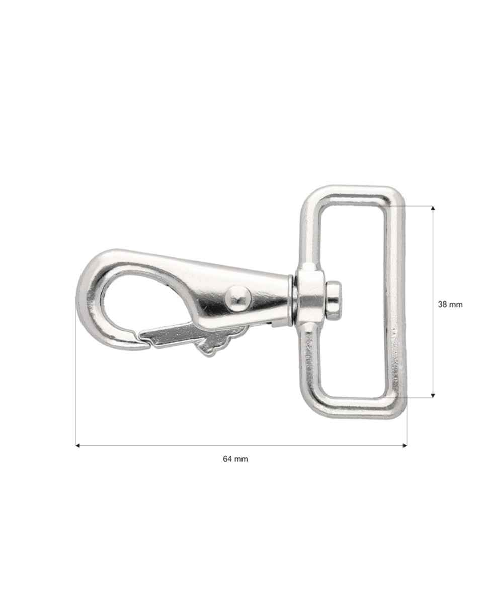 METAL SNAP  HOOK 38 MM HUGO  NICKEL 1  PCS